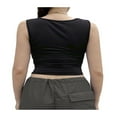 thumbnail image 4 of Y2K Camisole Courte en Velours à Bretelles Spaghetti Sans Manches à Col en V Haut Cami Coupe Ajustée Adorable Mode Urbaine Noir P, 4 of 6