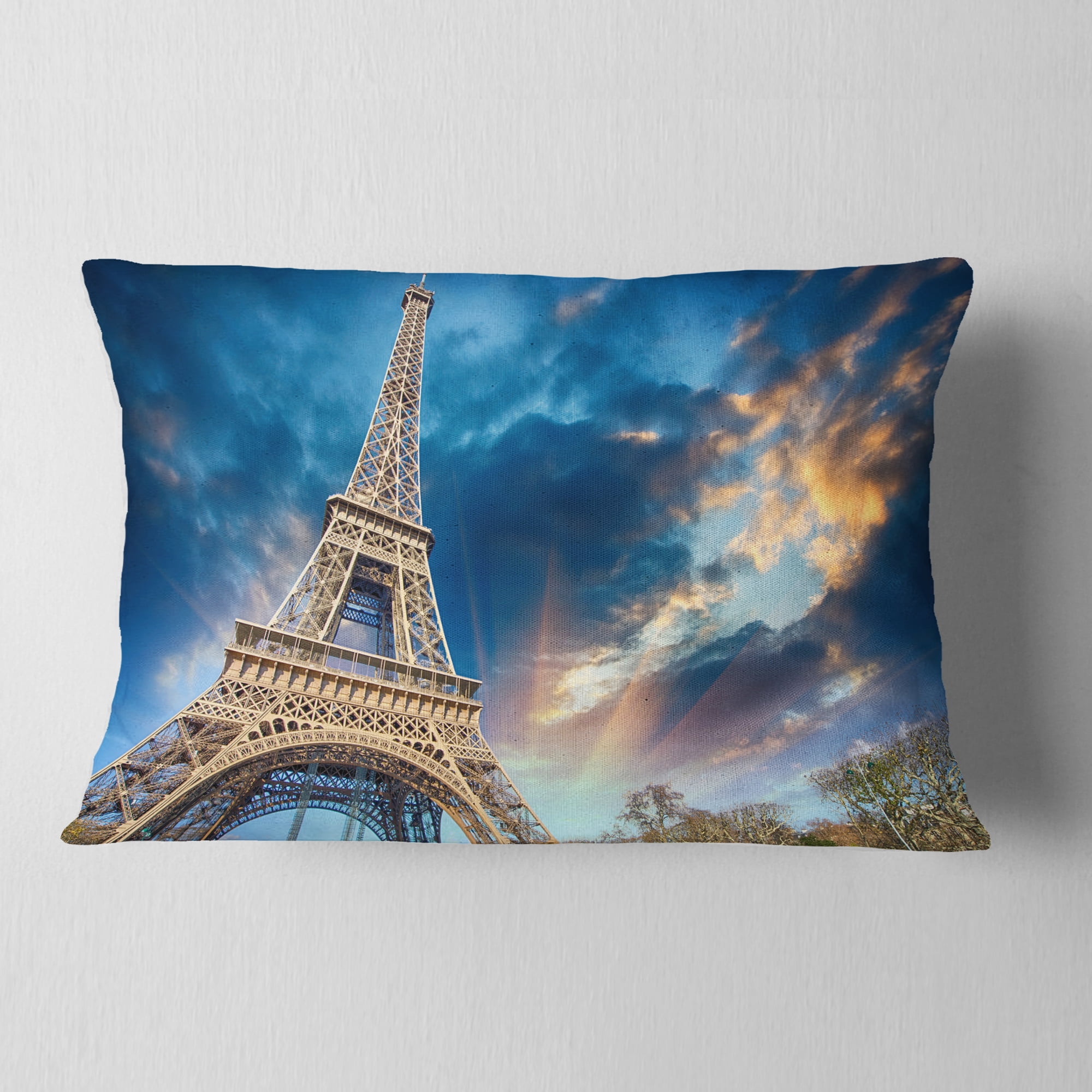 Designart 12" x 20" Blue Polyester Throw Pillow