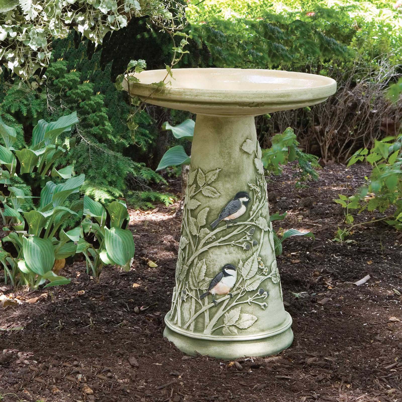 Burley Clay Hand Painted Chickadee Ceramic Birdbath by Backyard Nature Products Inc