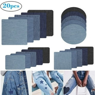 25pcs Iron on Patches for Clothes Jean Jackets Repair Kit Denim Fabric Knee  Patches for Kids Pants (Blue)