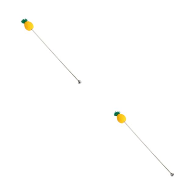 Naiovety Agitador Swizzle Mixing Stick Beber Varilla agitadora Silicona Acero inoxidable Muddler Bar Herramienta Accesorios Fiesta Type2 NO2
