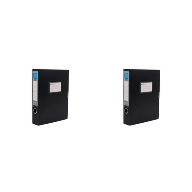 Methold Caja de archivos A4, caja de almacenamiento de documentos de papelería, cajas de plástico plegables, carpeta de papel de prueba de Negro 2piezas