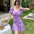 thumbnail image 3 of Robe Tube Sexy pour Femmes Mode Imprimé Papillon Femme Manches Courtes Extensible Robe Moulante Clubwear de Vacances Robe Mini Blanche TG, 3 of 6