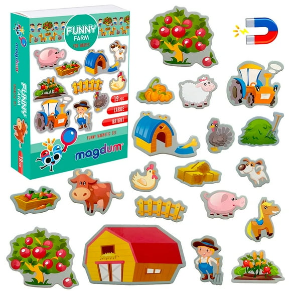 Imanes para Refrigerador MAGDUM Granja Divertida para Niños 3+ Años - 19 Piezas