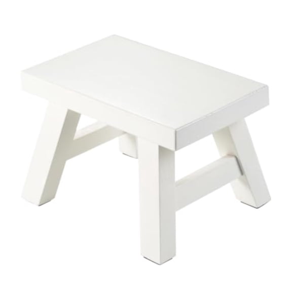 Small Stool Wooden Step Stool Footstool Solid Wood 8 inch for Adults Plant Stand Fishing Stool White
