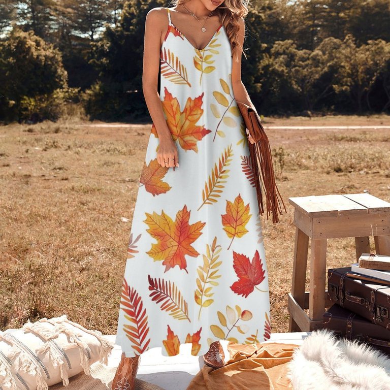 Autumn Harvest Maple Leaves Thanksgiving Sleeveless Dress Woman Fashion  Long Dresses Women's Summer Suit Dress Summer 2025 Women - Walmart.com