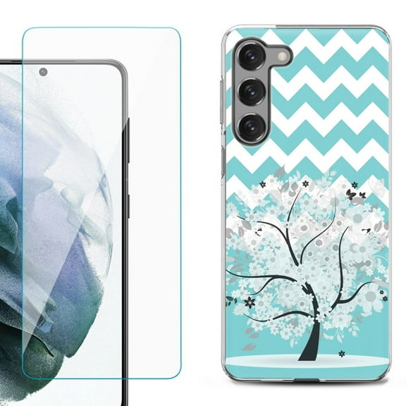 Shockproof Fashion Phone Case for Samsung Galaxy S23 5G, by OneToughShield ® - Chevron/Tree