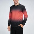 thumbnail image 2 of Mens Long Sleeve T Shirts Gradient Crewneck Lightweight Running Activewear Tops Orange XL, 2 of 6