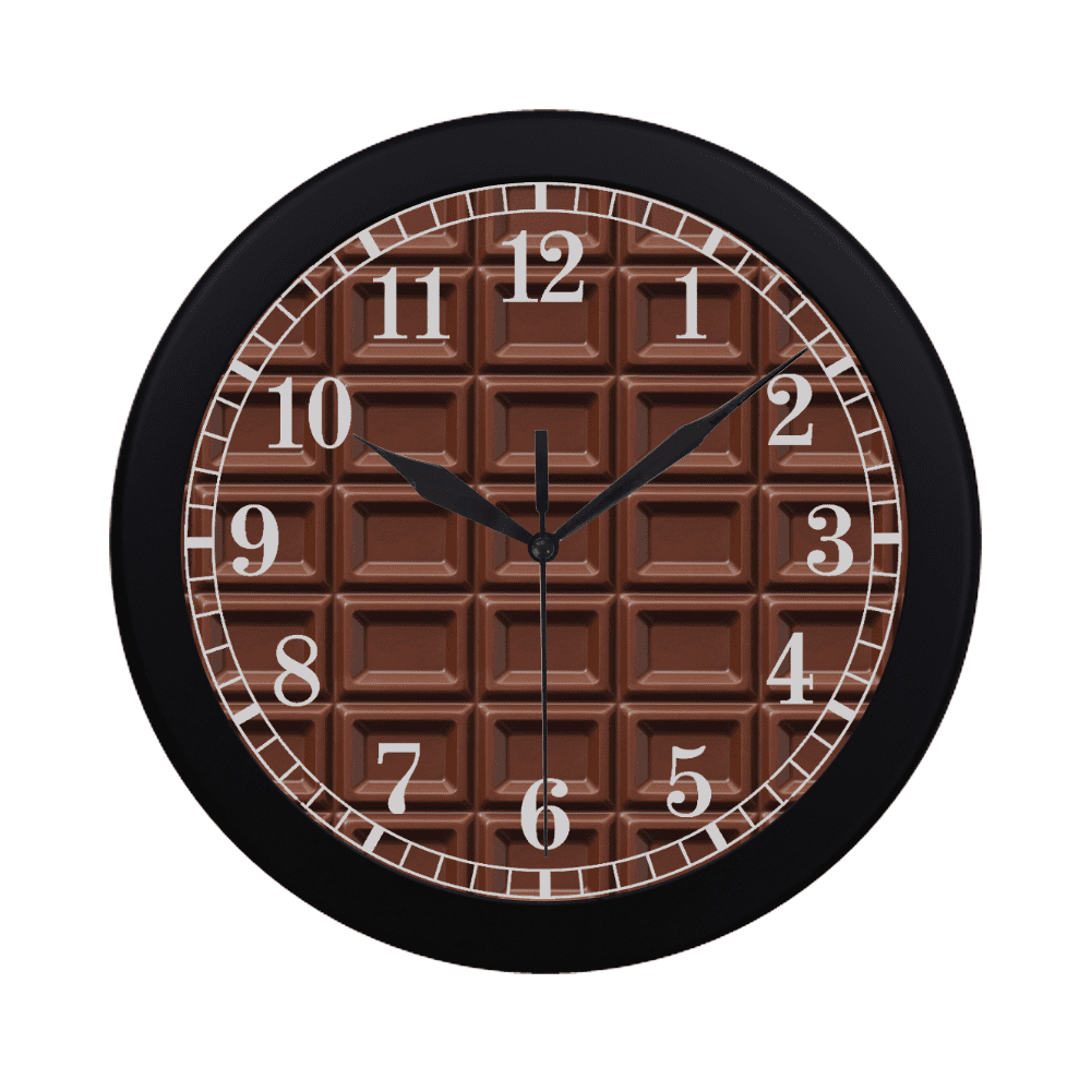 SUNENAT Funny Yummy Chocolate Bar Round Quartz Wall Clock Large Number