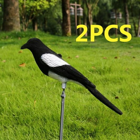 - 2pcs Flocked Decoy Crow Magpie Bird Bait Hunting Trap Shooting Target Hunting Tool Garden Outdoor