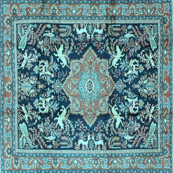 Ahgly Company Indoor Square Persian Light Blue Traditional Area Rugs, 4' Square