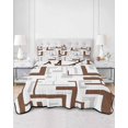 thumbnail image 2 of Quilt King Size Bedding Set, Modern Geometric Brown Reversible Summer Quilt 3 Pieces, Abstract Minimalist Artwork Lines Lightweight Bedspreads Coverlets with 2 Pillow Shams for All Seasons, 2 of 5