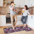 thumbnail image 6 of 2-Piece Kitchen Mat Set Non Slip Washable Floor Mats Decorative Rugs for Kitchen Sink Laundry Roses in Pink and Gray Tones, 6 of 7