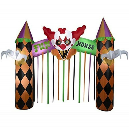 Gemmy Clowns Inflatable 12ft. Archway Fun House Indoor/Outdoor Halloween Decoration with Sound