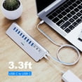thumbnail image 6 of Intpw 12-Port 10Gbps Powered USB Hub, Aluminum PD 45W Docking Station with Type-C & Type-A 3.2 Ports, 65W Adapter for Laptop, MacBook, PC, 6 of 9