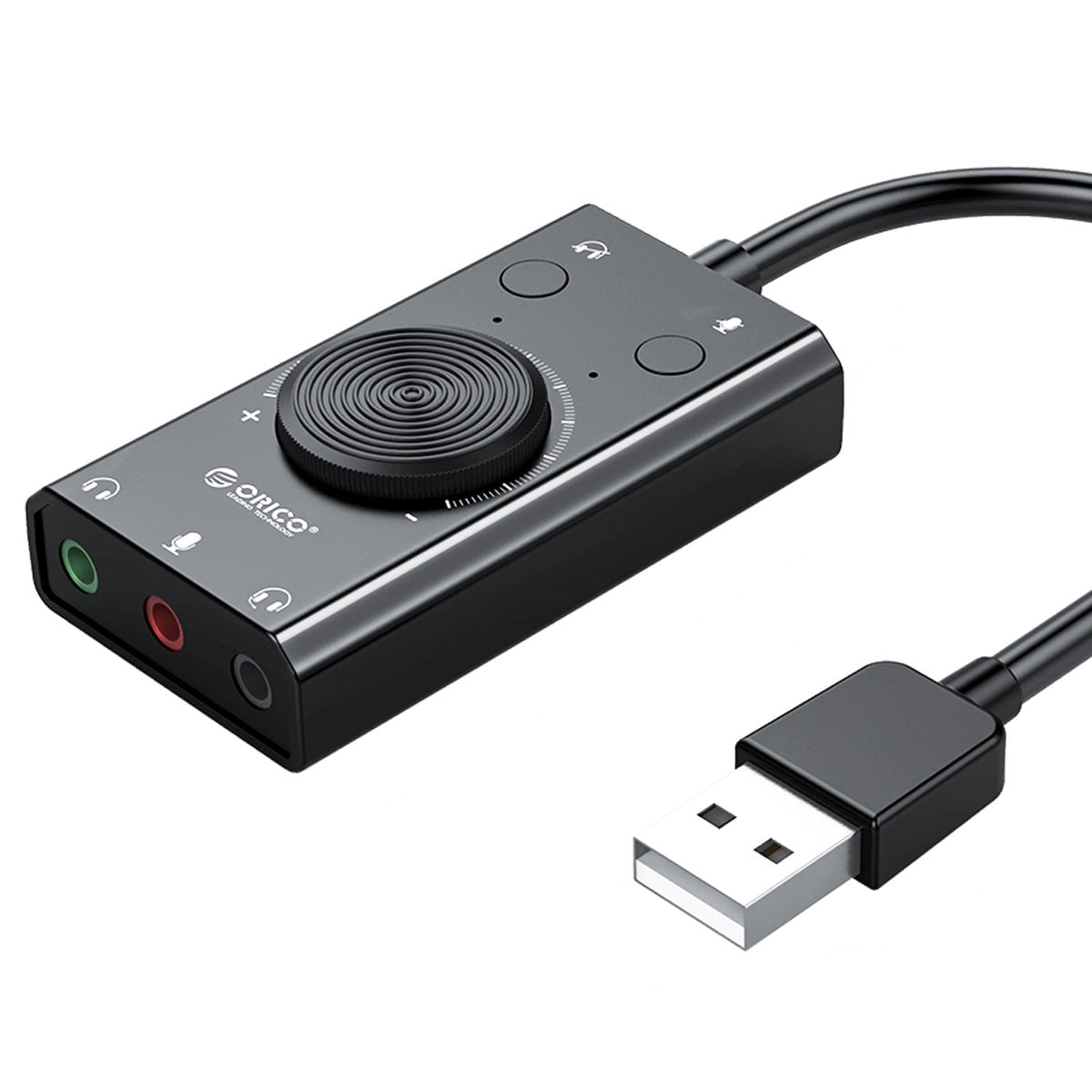 USB Audio Sound Card USB External Stereo Sound Adapter Supports Both TRS and TRRS Modes for Notebook Laptop Plug and Play Volume Compass Three-Hole Output 