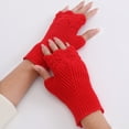 thumbnail image 2 of UJNDER Fingerless Gloves for Women Half Finger Winter Stretchy Knit Fingerless Mittens Unisex for Comfortable Wear Red One Size, 2 of 9