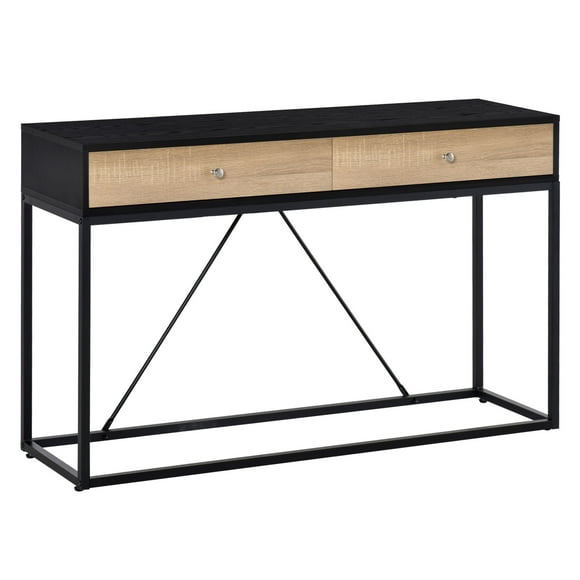 HOMCOM Console Table, Hallway Table with 2 Drawers, Steel Frame Sofa Table