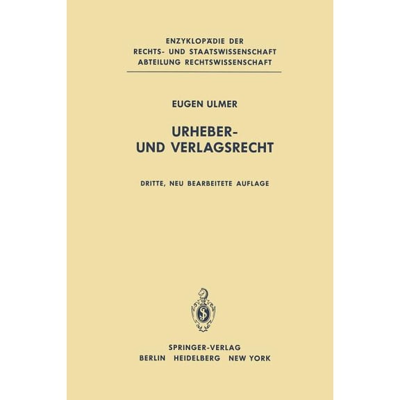 Urheber- Und Verlagsrecht, (Paperback)