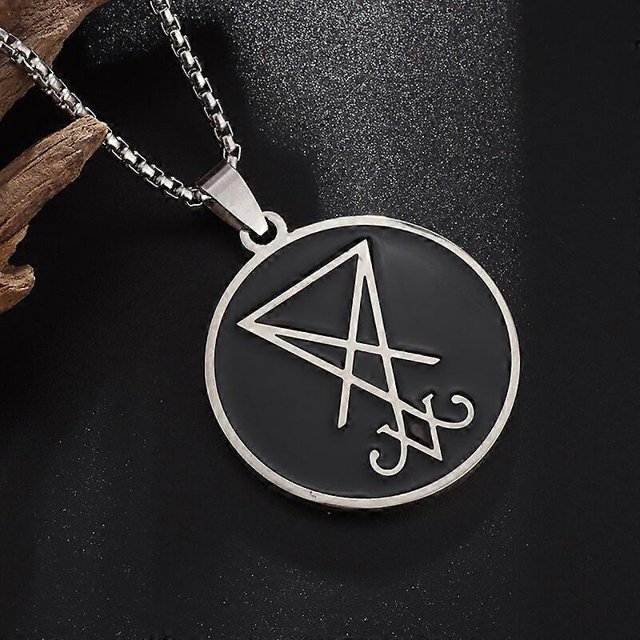 Devil Lucifer Sigil Pendant Satan Symbol Stainless Steel Men s Necklace Demon Satan Leviathan Badge Amulet Jewelry