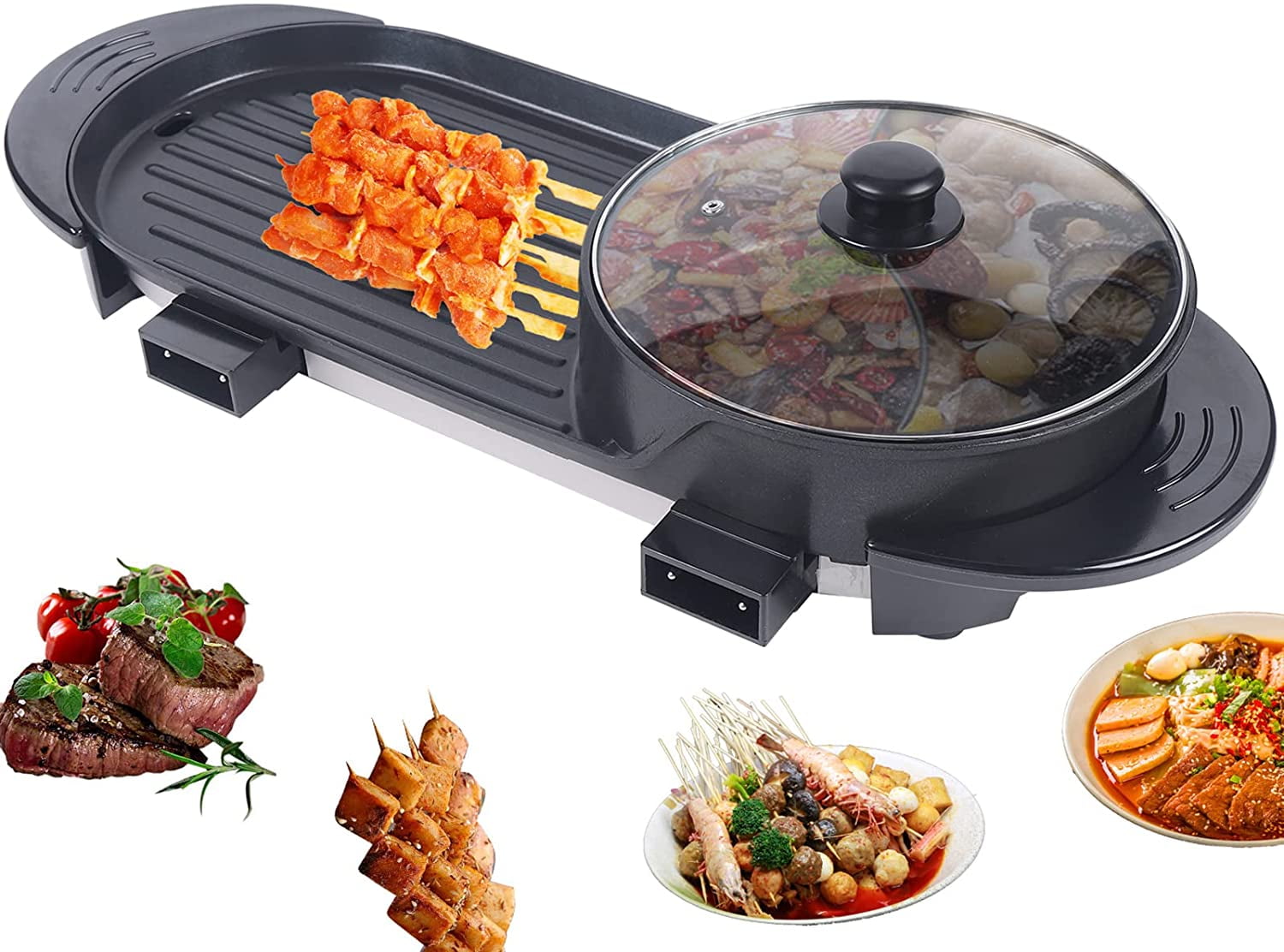 versnelling Ziektecijfers Monica TFCFL 2 In 1 Indoor BBQ Portable Electric Grill Griddle Non Stick Barbecue  Cooking - Walmart.com