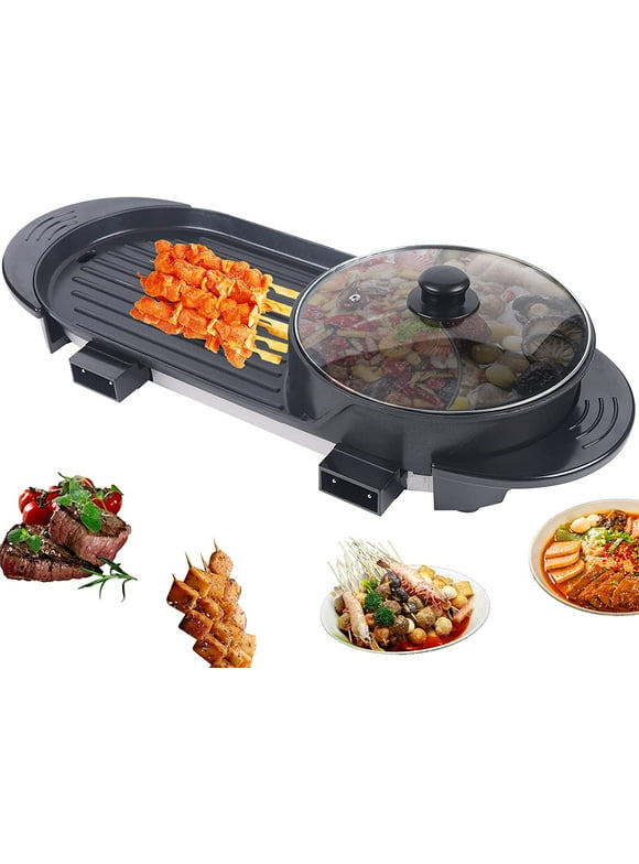 TFCFL 2 In 1 Indoor BBQ Portable Electric Grill Griddle Non Stick Barbecue Cooking