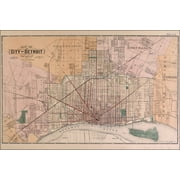 24"x36" Gallery Poster, map of detroit 1891