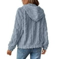 thumbnail image 6 of QATAINLAV Winter Coats for Women Shaggy Faux Fur Zip Up Jacket Solid Color Warm Hooded Shacket Outwear with Pockets, Navy, S, 6 of 10