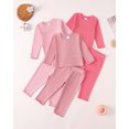 thumbnail image 5 of 6 Months Baby Girls Clothes 12 Months Girls 3 Pack Fall Winter Outfits Set Infant Girl Long Sleeve Top Pants 6PCS Clothing Set Pink, 5 of 6