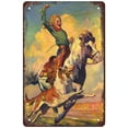 thumbnail image 1 of Retro Funny Metal Sign Sheet Signs Tin Sign,cowgirl and dog 8 x 12 Inches, 1 of 4