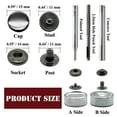 thumbnail image 5 of 12 Set Leather Snap Fasteners Kit, 15mm Metal Snap Buttons Kit Press Studs with 4 Install Tools, Rivets and Snaps for Clothing, Jeans, Jackets, Bracelets, Bags (Black), 5 of 5