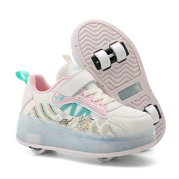 Yiomxhi Kids Roller Shoes, Boy Girl Sneakers with LED Light Wheels, Become Sport Sneaker for Birthday Christmas Children Gift, Adjustable Roller Skates Suitable for Outdoor School