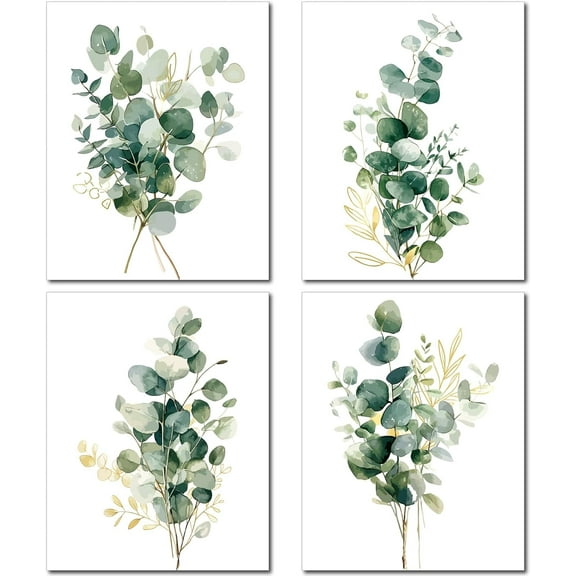4Pcs Eucalyptus Botanical Wall Art Tropical Plant Prints Canvas Poster Leaves Picture Boho Wall Decoration Canvas Wall Art Chemical Fiber Oil for Home Living Room Bathroom 10x8Inch-Unframed for DIY