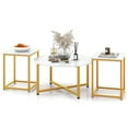 thumbnail image 1 of Gymax Ensemble de Tables Gigognes Rondes de 3 Tables Basses Modernes/de Style Ferme avec 2 Tables d'Appoint Blanc et Or, 1 of 9
