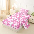 thumbnail image 2 of Manfei Halloween Ghost Twin Sheets 3pcs, Vintage Geometric Checkered Bedding, Hot Pink White,1 Fitted Sheet, 1 Flat Sheet and 1 Pillowcase, 2 of 5
