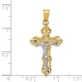 thumbnail image 3 of 14K Two-Tone Gold Charm Pendant Themed 36 mm 18 Fleur De Lis Crucifix, 3 of 4