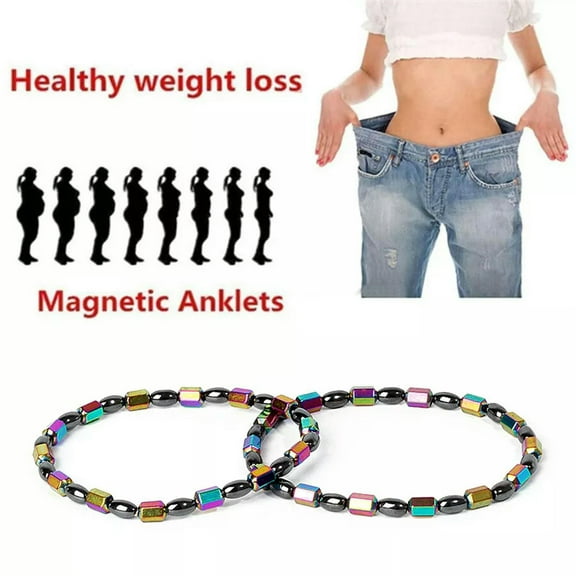 GKNET 2pcs Magnetic Hematite Anklet Bracelet Therapy Arthritis Pain Relief Gift New