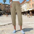 thumbnail image 2 of Casual Capri Pants for Women Summer Lightweight Drawstring Elastic Waist Pants with Pockets by Yigetop Blackish Green S, 2 of 7