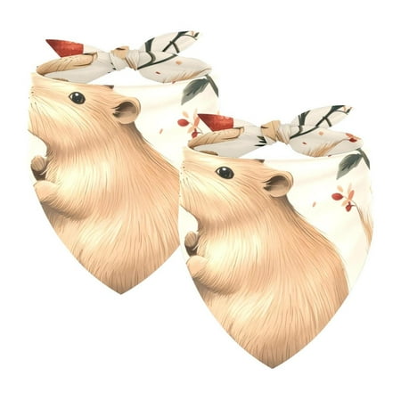 PhooArto Capybaras and Cherries Pattern Dog Bandanas 2 Pack Soft Washable Pet Scarf Triangle for Large Dogs Puppies and Cats