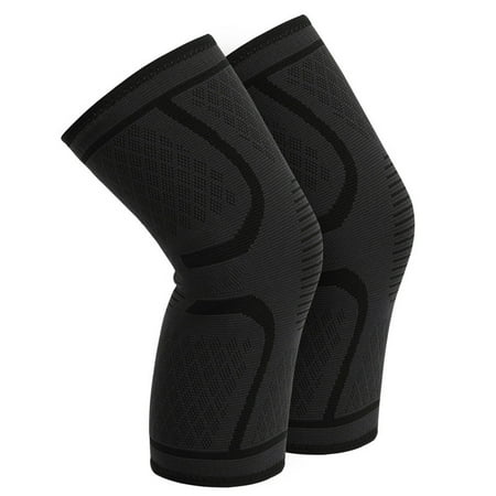 Elastic Compression Support - Walfront Knee Support Brace Compression Sleeves Elastic Breathable for Arthritis, Running, Biking, Basketball,Sports,Joint Pain Relief,Injury Recovery(Black,L)