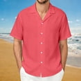 thumbnail image 2 of Gunia Mens Linen Shirts Short Sleeve Casual Lightweight Breathable Comfort Tops Mens T Shirt Pink 4Xl, 2 of 9