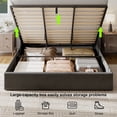 thumbnail image 5 of iPormis Queen Size Bed Frame with Lift Up Storage & Charging Station, Geometric Upholstered Storage Headboard, Heavy Duty Wooden Slats, No Box Spring Needed, Noise Free, Easy Assembly, Dark Grey, 5 of 8