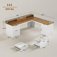 thumbnail image 2 of Farmhouse L Shaped Desk with Storage, Rustic Corner Desk with Monitor Stand, 2 File Drawers & 1 Cabinet, Home Office Desk with Spacious Desktop, Large PC Workstation, White & Black Top, 2 of 8