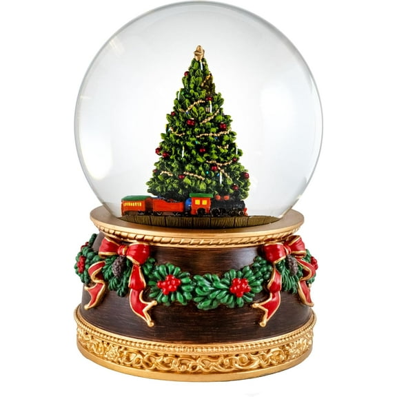 Revolving Train Christmas Tree Snow Globe by San Francisco Music Box