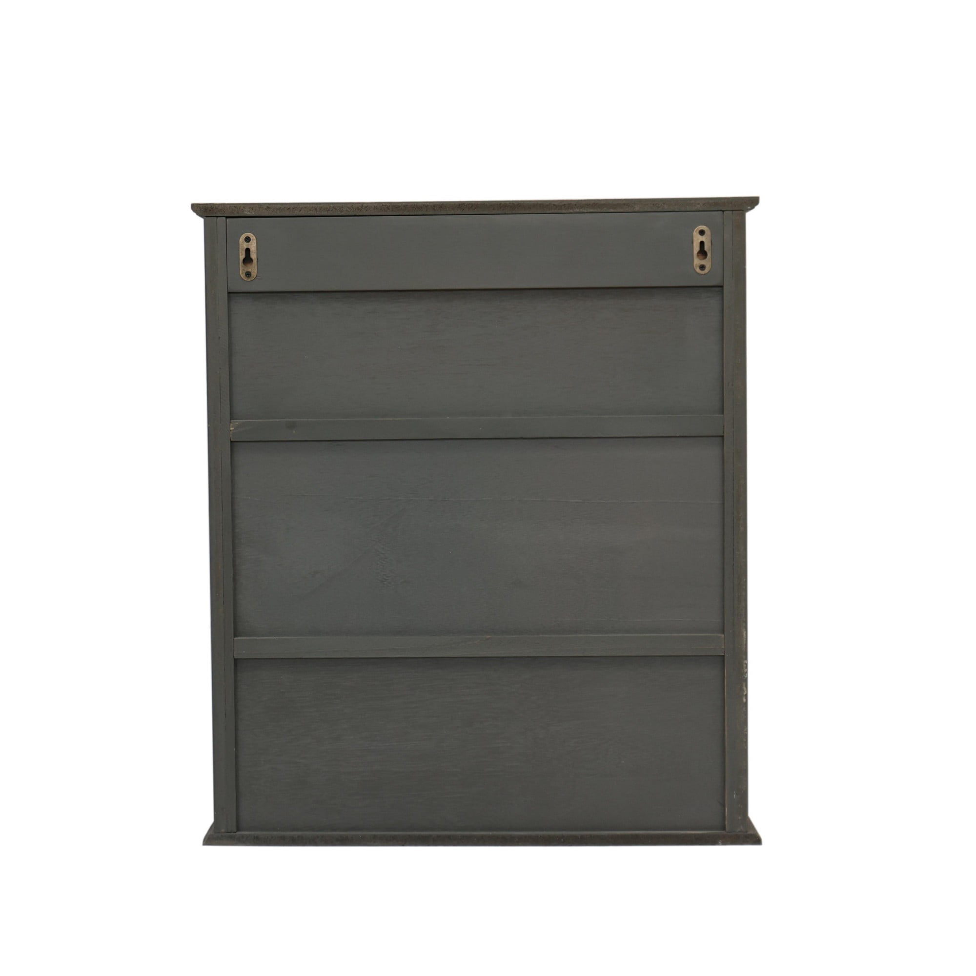 AENKYO 24" Farmhouse Wall Mounted Cabinet, Vintage Wood Medicine Cabinet with Arched Glass Doors, Distressed Grey