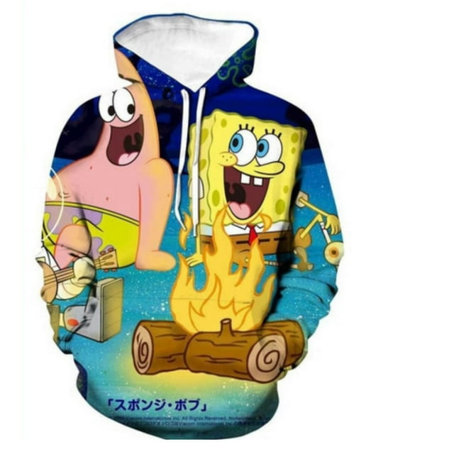 SpongeBob SquarePants Chandail à Capuchon Hip-Hop de Dessin Animé pour Hommes Femmes Unisexe