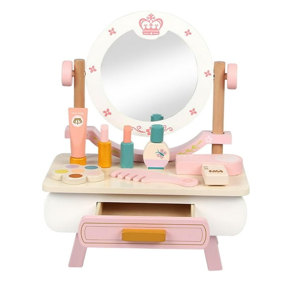 Mesa de tocador de princesa con accesorios de maquillaje, mesa de juguete, juego de belleza, mesa de maquillaje de simulación para niños, juego de