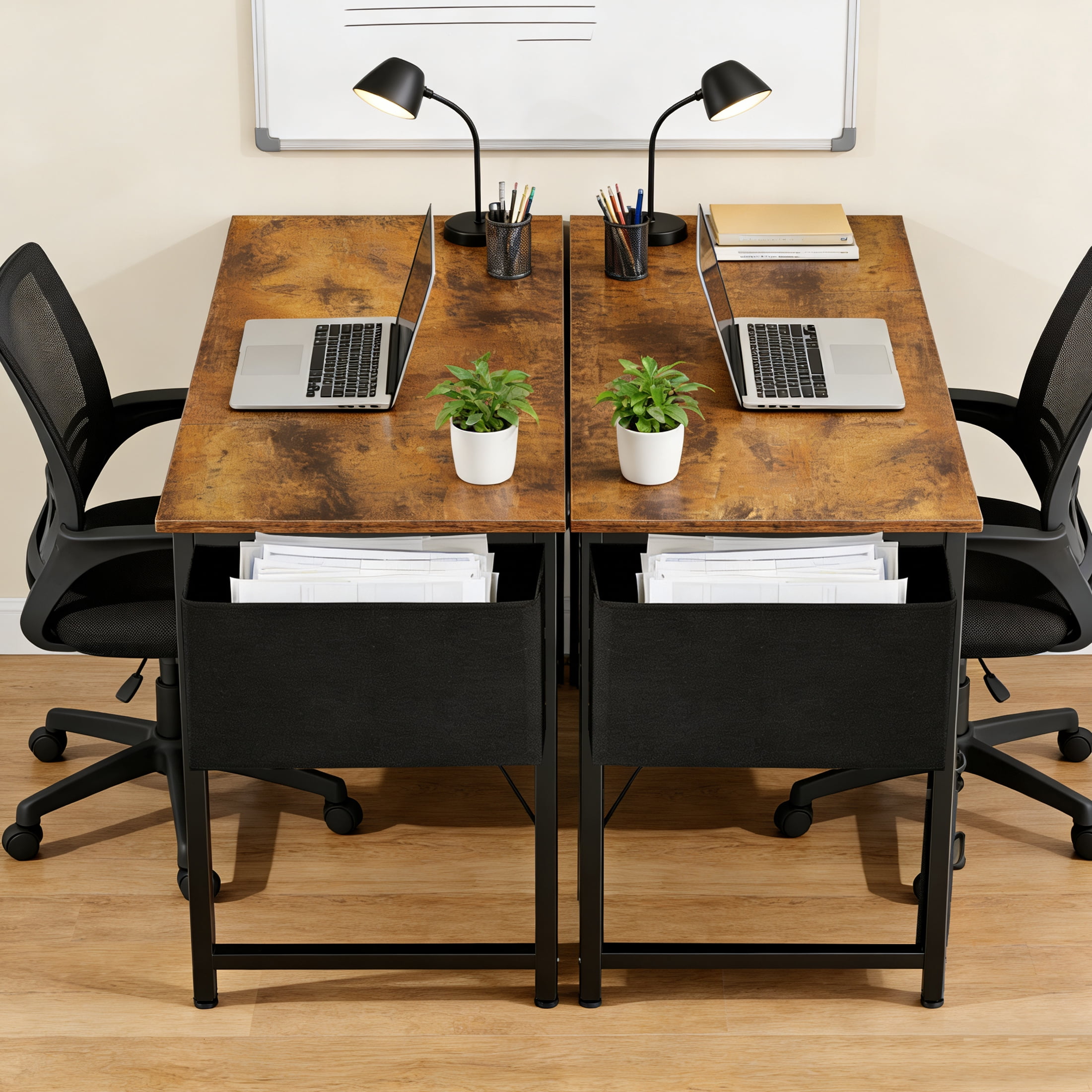 EDX 40 Inch Computer Desk with 3 Drawers, Writing Desk with Side Storage Pocket, for Home Office, Bedroom , Rustic Brown