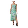 thumbnail image 1 of BCBGENERATION Womens Vert Stretch à Fermeture Éclair Jambe Slit Hi-lo Ourlet Floral Spaghetti Sangle Cou Carré Parti Parti Fit + Robe Évasée 8, 1 of 3