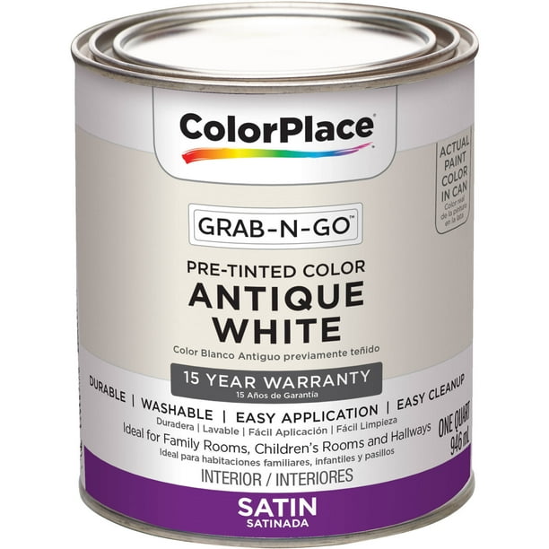 ColorPlace Grab-N-Go Antique White Satin Interior Paint 1 Quart